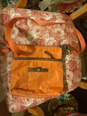 Nine West Orange Crossbody Bag with Brown Trim
